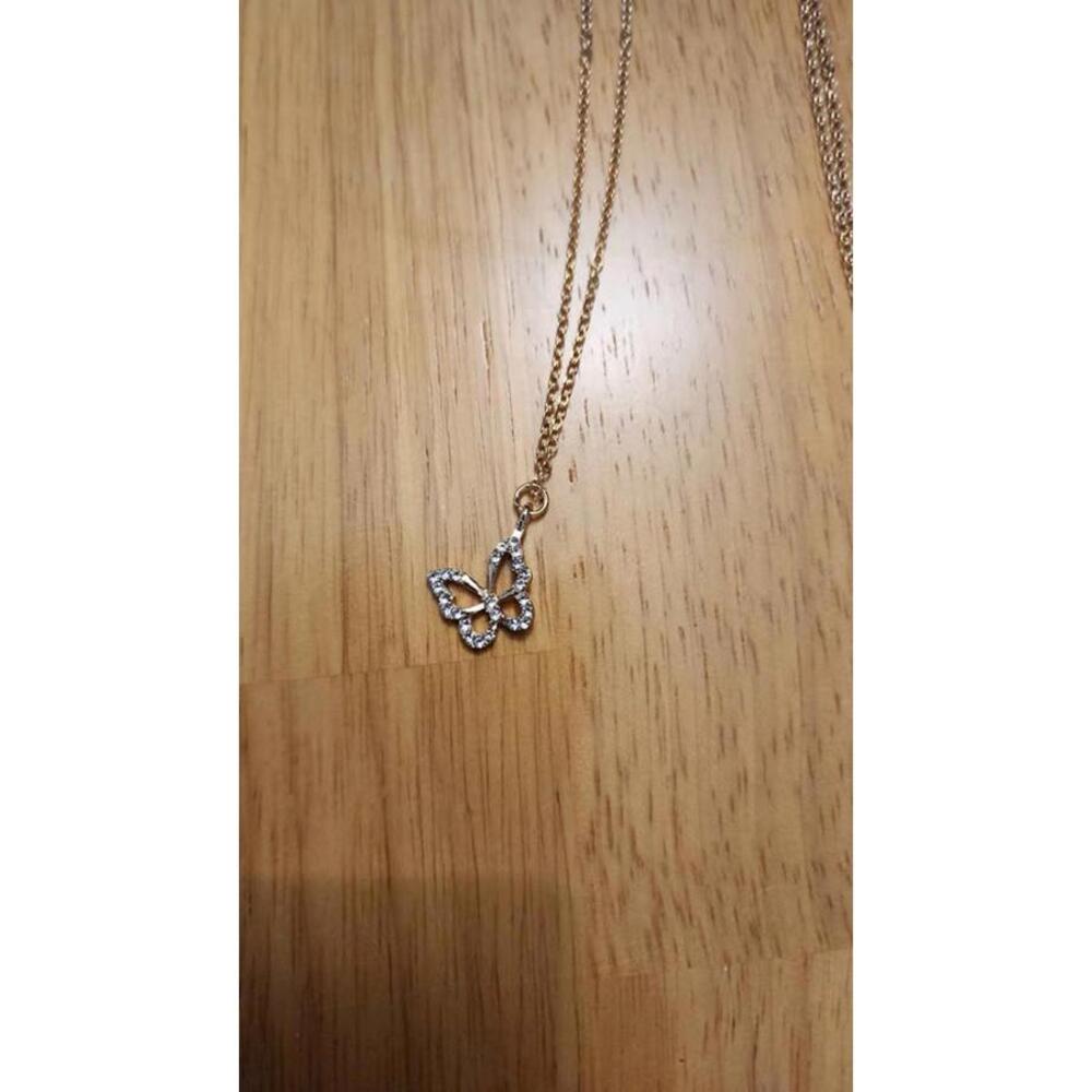 Necklace butterfly with cubic zirconia embellishments. So cute